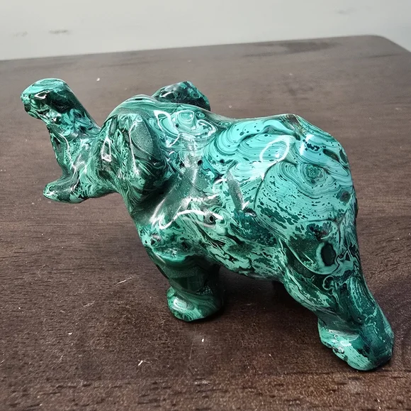 Malachite Crystal Elephant - Picture 4 of 15